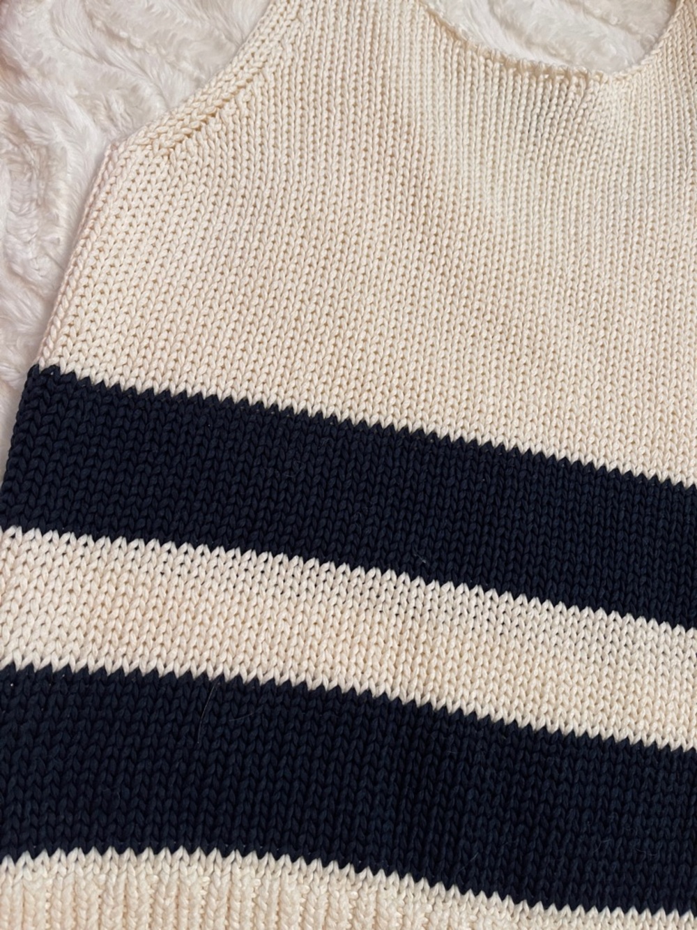 NWT Banana Republic Cream & Navy Striped Sweater Knit Tank - Picture 10 of 14